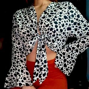 PLT Cow Print Wrap Crop - Size 16